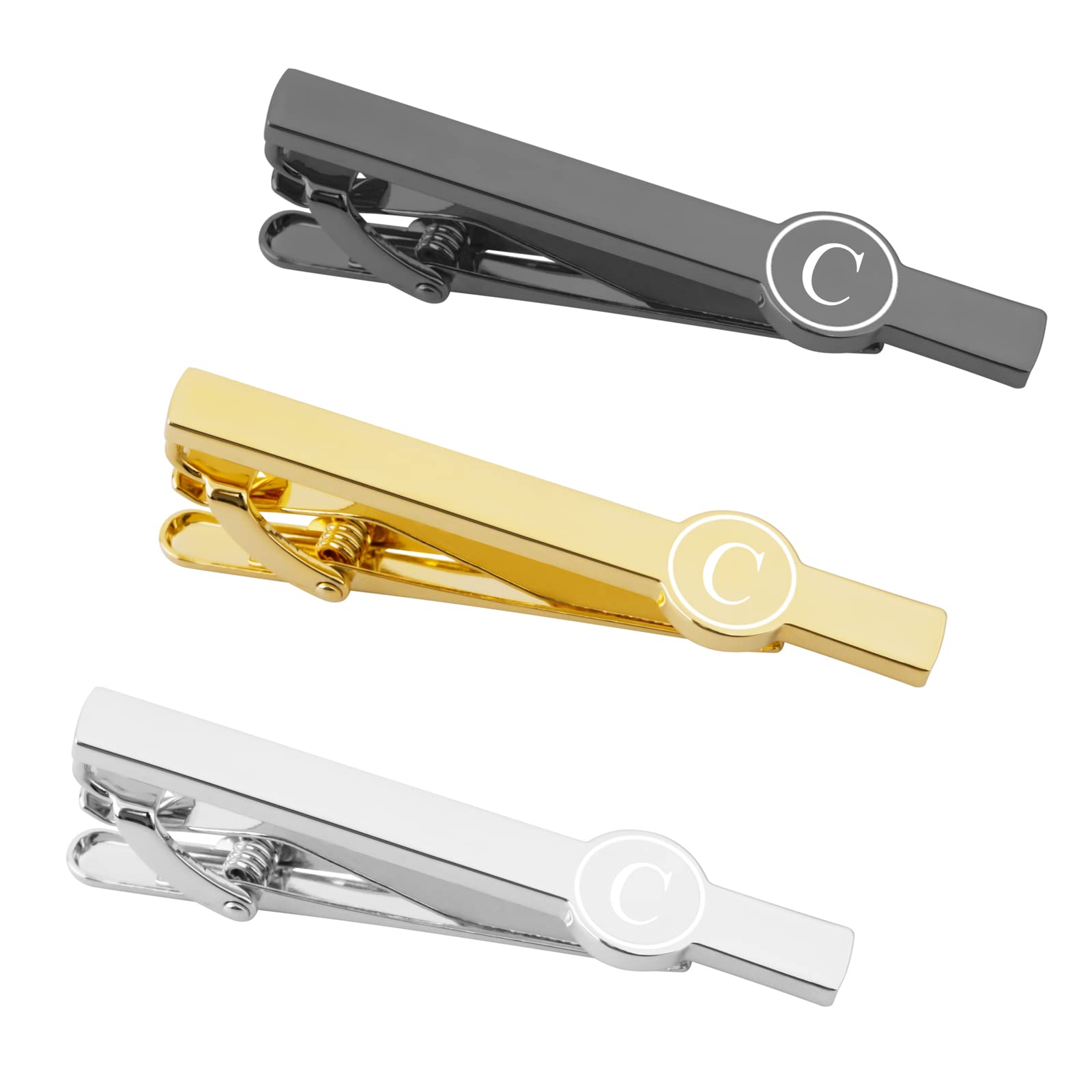 Dannyshi Tie Clips for Men 2.1inch Initial Letter Tie Clip Bar Set