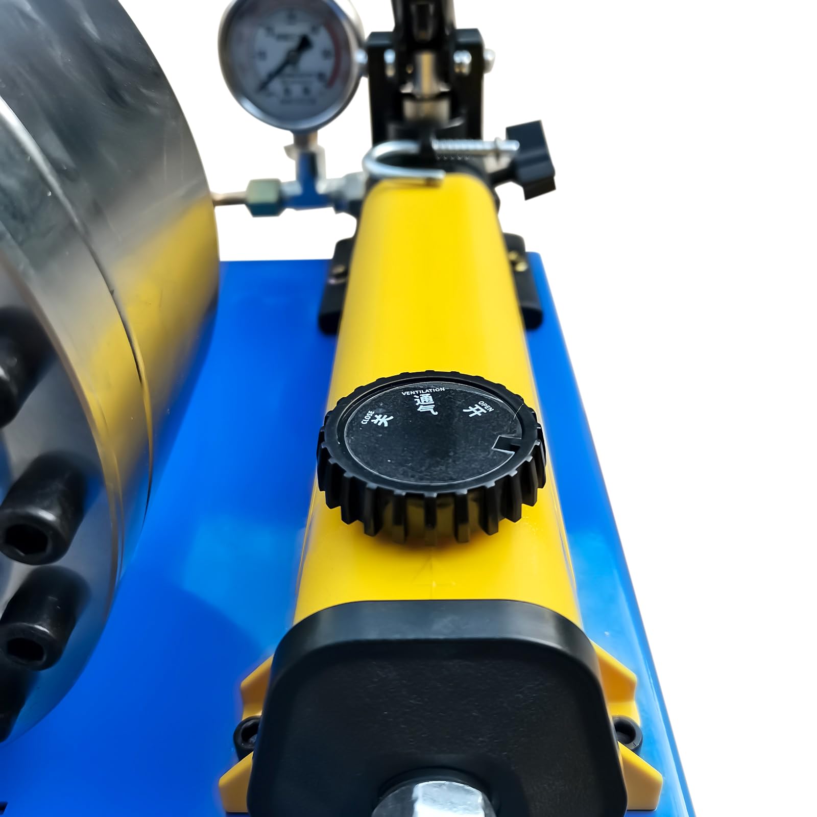 Condition photo showing New/Like New for hydraulic hose crimper with 8 sets of dies, high pressure hydraulic hose crimping tool, handheld manual crimping machine