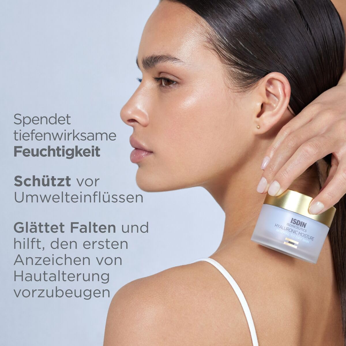 ISDIN ISDINCEUTICS Hyaluronic Moisture Normal to Dry Skin, leichte, feuchtigkeitsspendende Gesichtscreme mit reiner Hyaluronsäure und Antioxidantien für normale bis trockene Haut 50 g