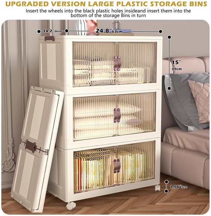 Miniatura 4 de Contenedores de almacenamiento plegables de 102 cuartos con tapas, organizadores de armario y almacenamiento, contenedores de almacenamiento