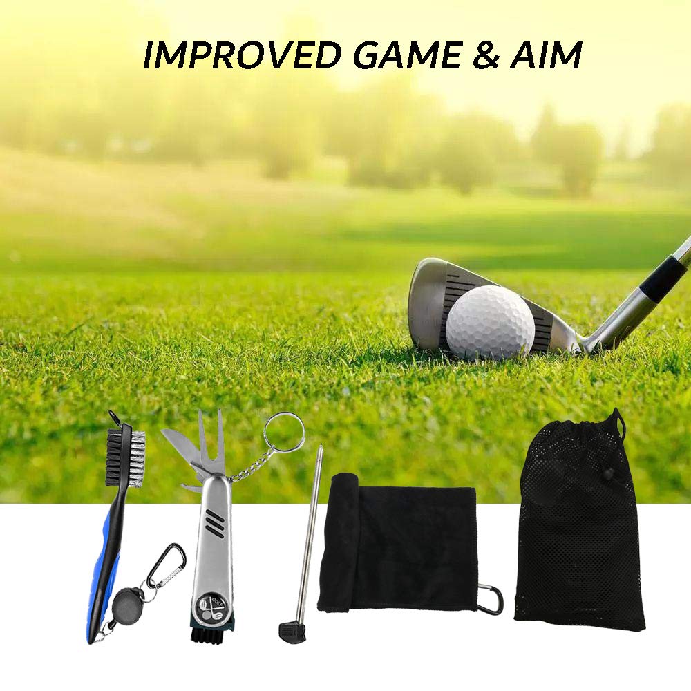 Kit di Accessori da Golf, Spazzola per Mazze da Golf, Asciugamano da Golf, Strumento di Riparazione con marcatore per Palline, Adatto per Pulire Le Attrezzature da Golf