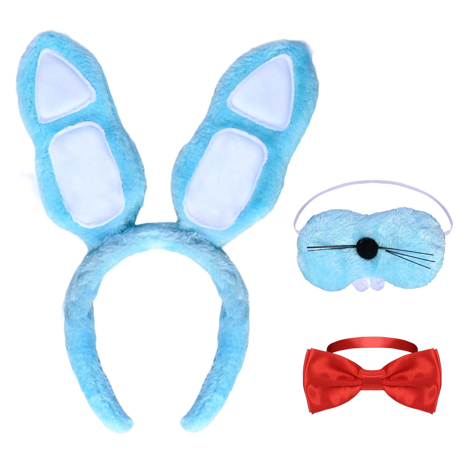 Bunnie Costume Accessories Set Rabbit Bunny Ears Headband, Blue, One Size