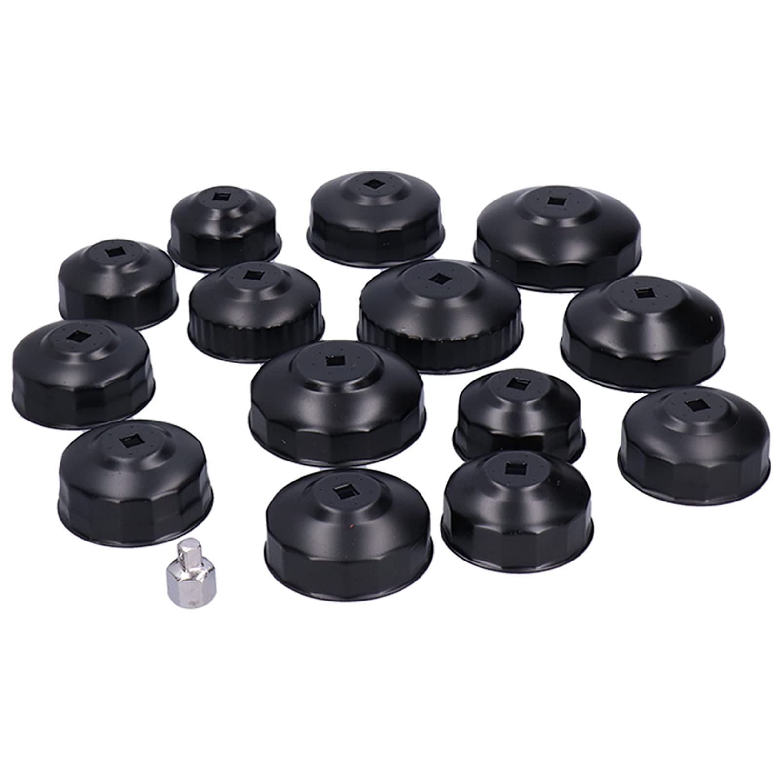 Set Chiavi per Tappo Filtro Olio, Kit Prese per Rimozione Filtro Olio in Metallo 15 Pezzi 3 8 Pollici, Impugnatura a Tazza Riduce i Danni Alla Copertura con Scatola di Immagazzinaggio per
