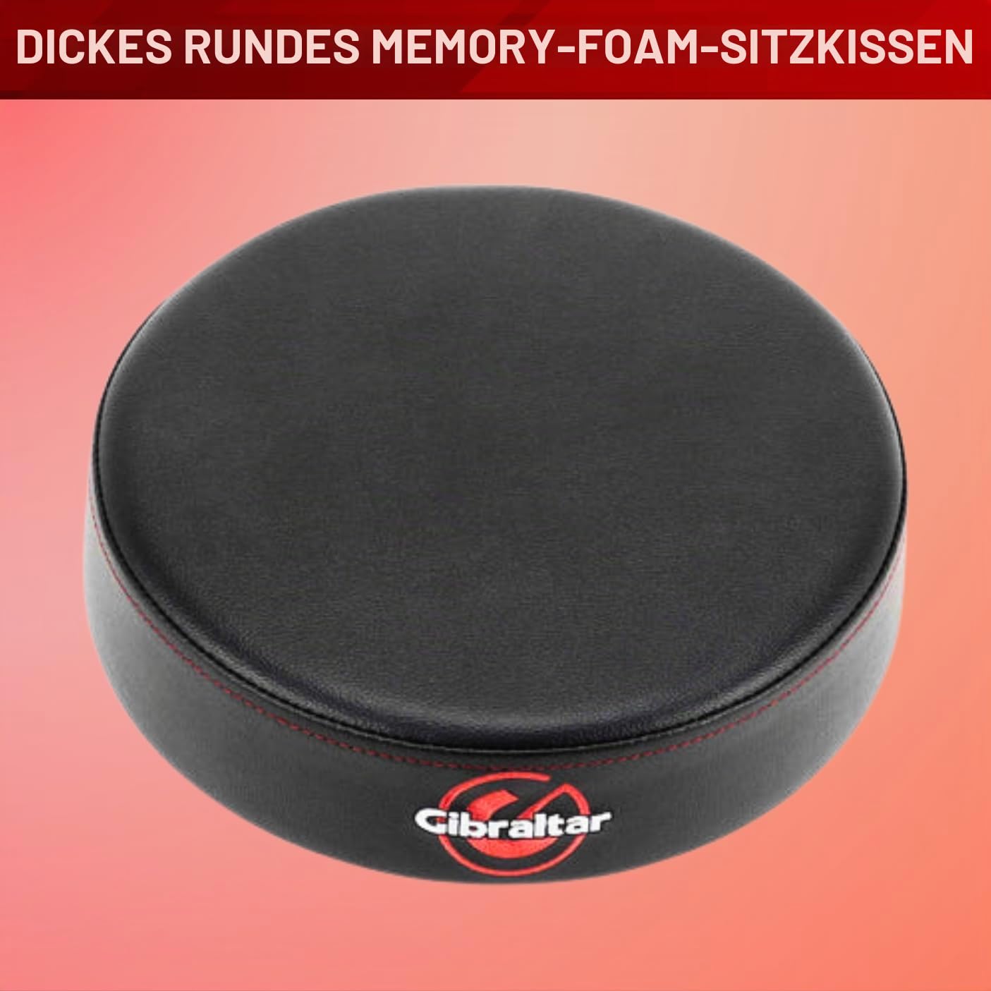 Gibraltar Schlagzeughocker, Drumhocker 9000 Series Round Pro Series, 9608E (Durchmesser: 35cm, Vinyl-Sitzfläche, Super Lock, Dreibein-Position, 'Super Foot' Gummifüße)
