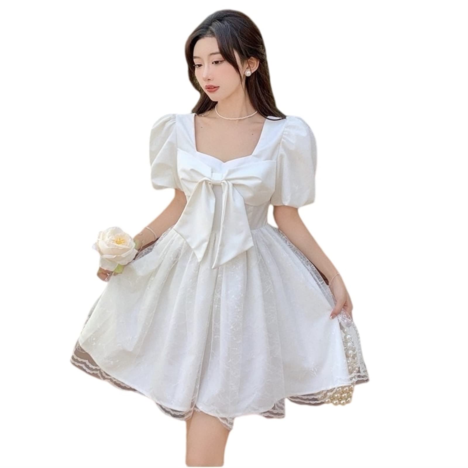 LOLA PUFFY DRESS アイボリー 3D Butterfly Puffy Sleeve Dress