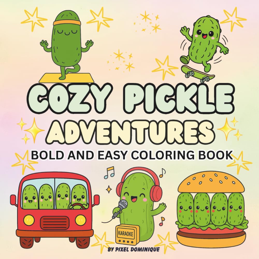 Cozy Pickle Adventures: Bold and Easy Coloring Book