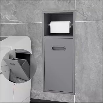 Bathroom Shelf Recessed Niche,Stainless Steel Shower Nich Stainless Steel Bathroom Niche, Toilet Paper Storage Rack, Recessed Waterproof Shower Niche for Bathroom S, Black-50x20x14cm