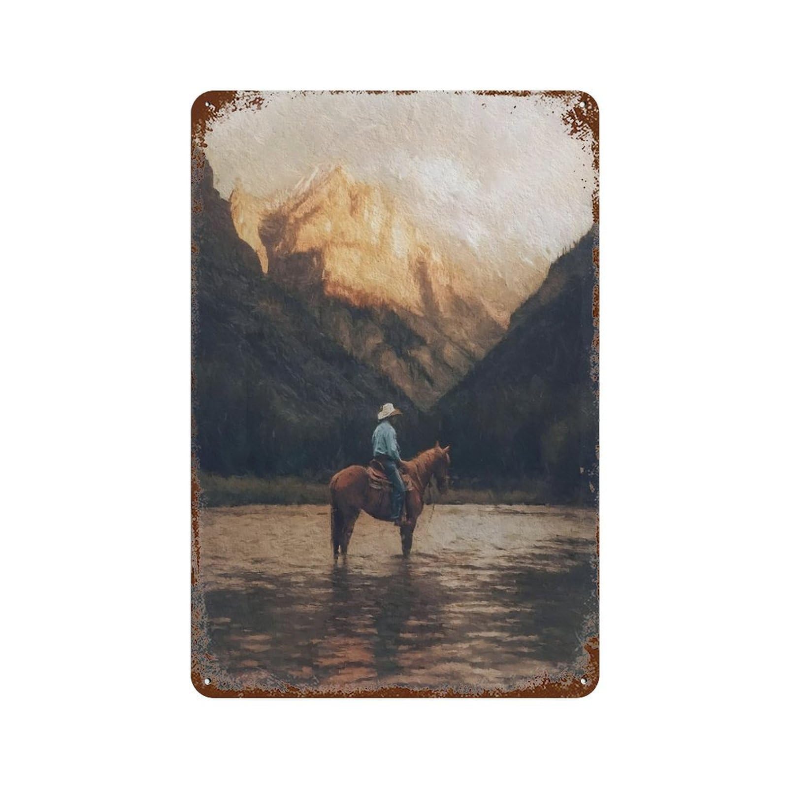 xiaoxiaoshen Horse Canvas Wall Art Wall Decor Art Metal Tin Poster Modern Home Decor Art Home Bar Shop Decorations Vintage Sign 30x20cm