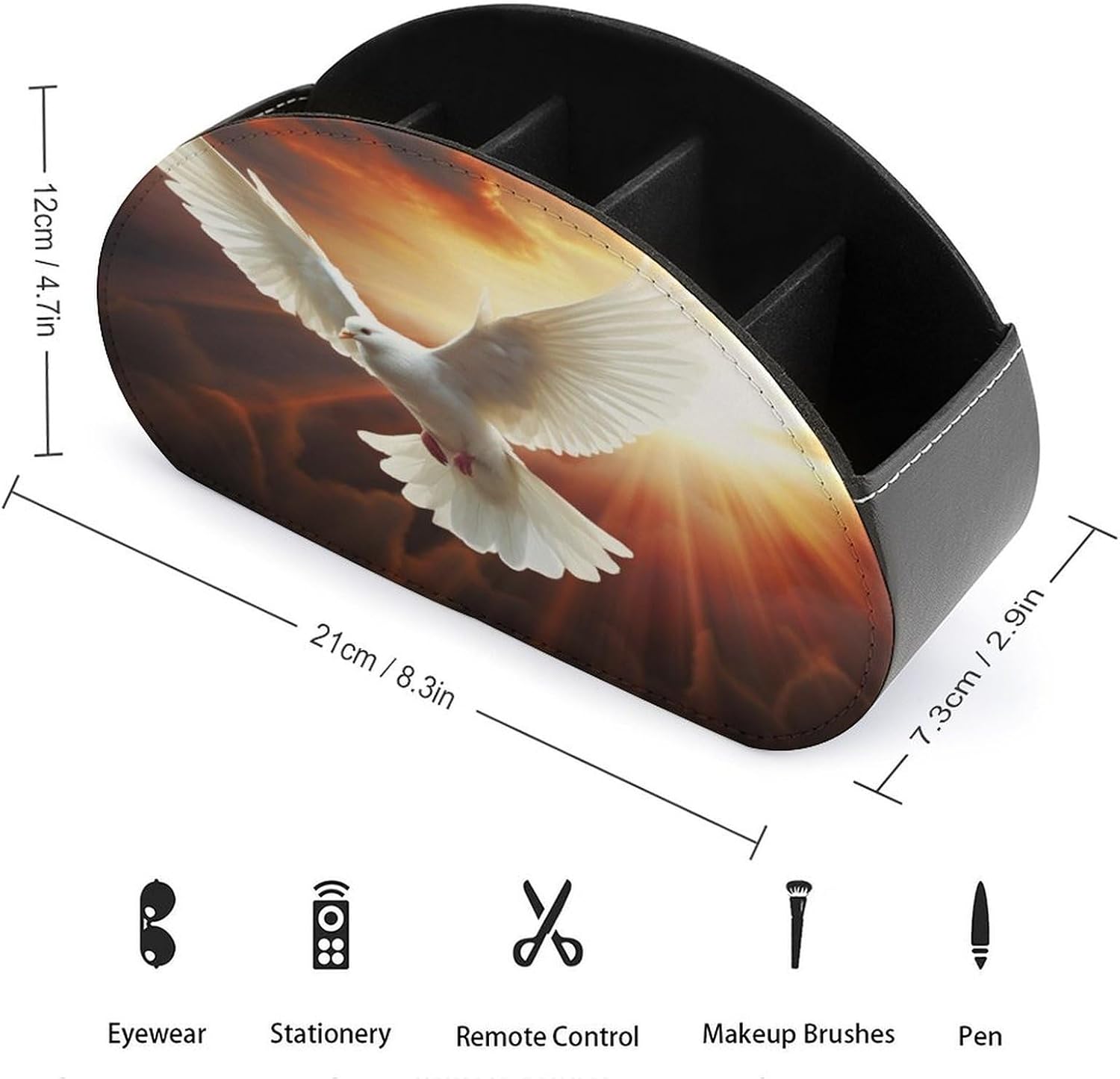 TV Remote Control Holder, 5 Compartments, Dove Sun Art image 2