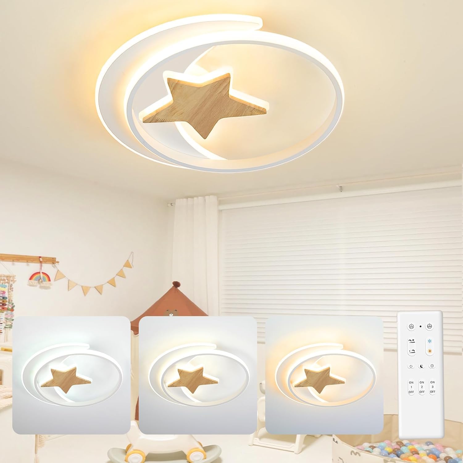 Hjldaeu Plafoniera Cameretta Bambini, 50CM Plafoniera Led Soffitto Dimmerabile con Telecomando, 42W 3000-6000K Lampade a Soffitto Cameretta per Soggiorno Camera da letto Camera dei Bambini