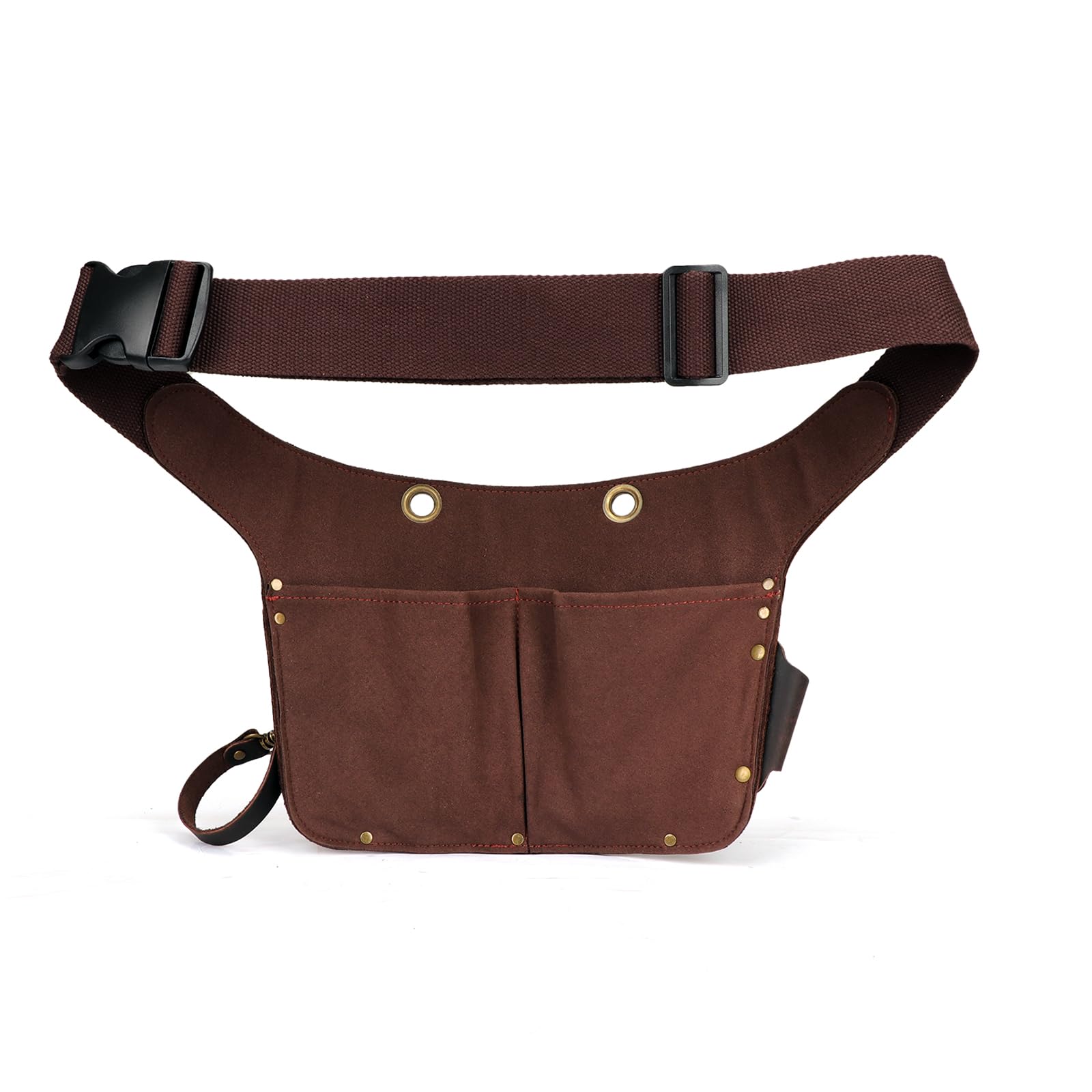 TOURBON - Bolsa de cuero genuino para cinturón de herramientas con trabilla ajustable para cinturón de martillo para electricistas, carpinteros, jardineros