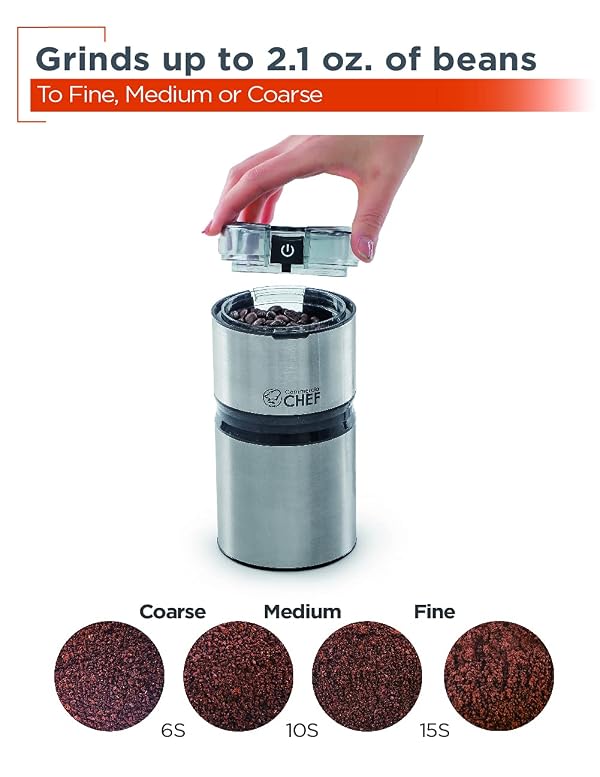 Electric Coffee Grinder Spice Grinder - Stainless Steel Blades Grinder for Coffee Bean Seed Nut Spice Herb Pepper, Brushed Stainless Steel Texture and Transparent Lid by Commercial CHEF - Image 5