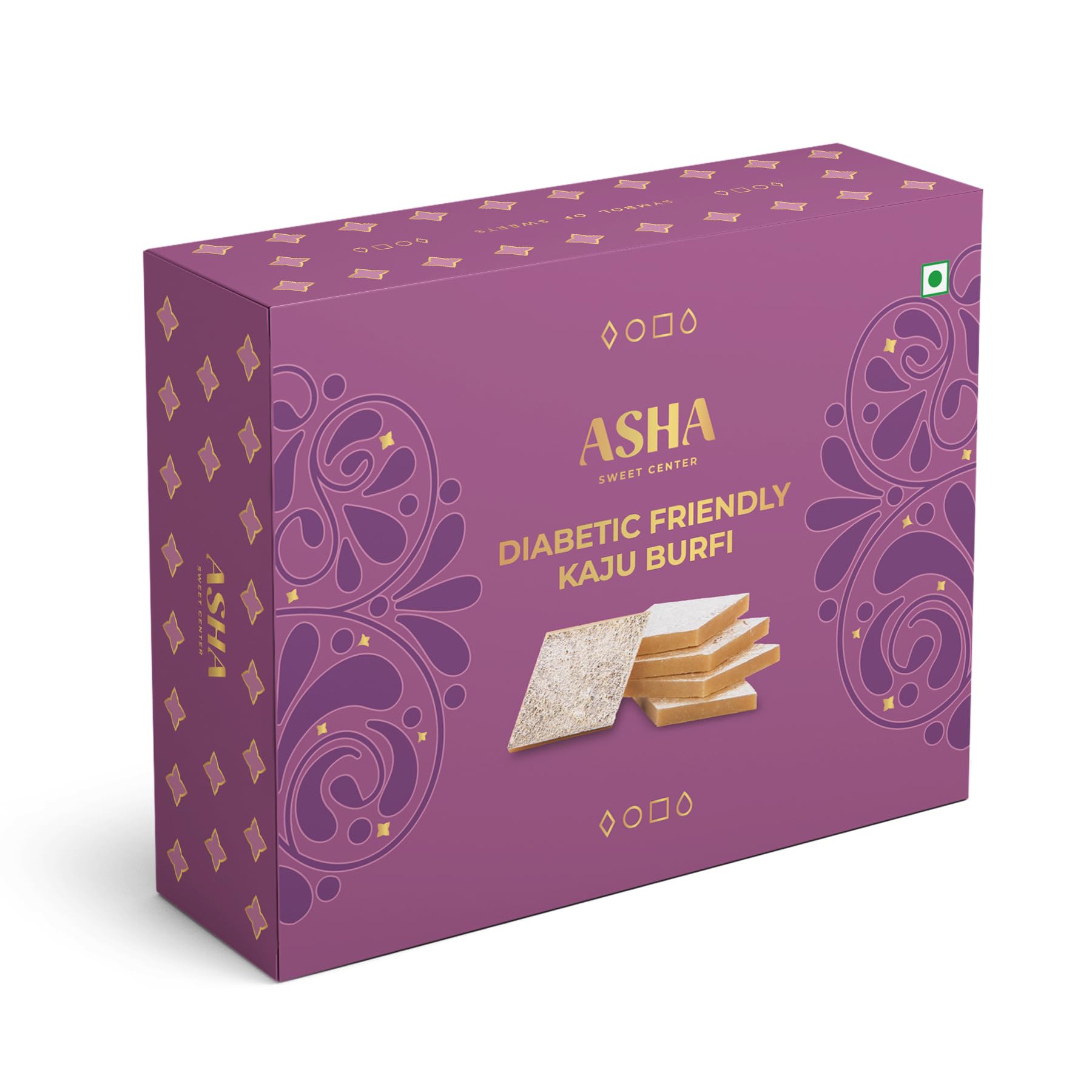 ASHA SWEETS Premium Handcrafted Diabetic Friendly Kaju Katli-250gm|Authentic Indian Cashew Barfi Made With Fresh Cashew & Low GI Sugar|Exclusive Sweet Gift Box For Any Occasion & Celebration|Pack of 1