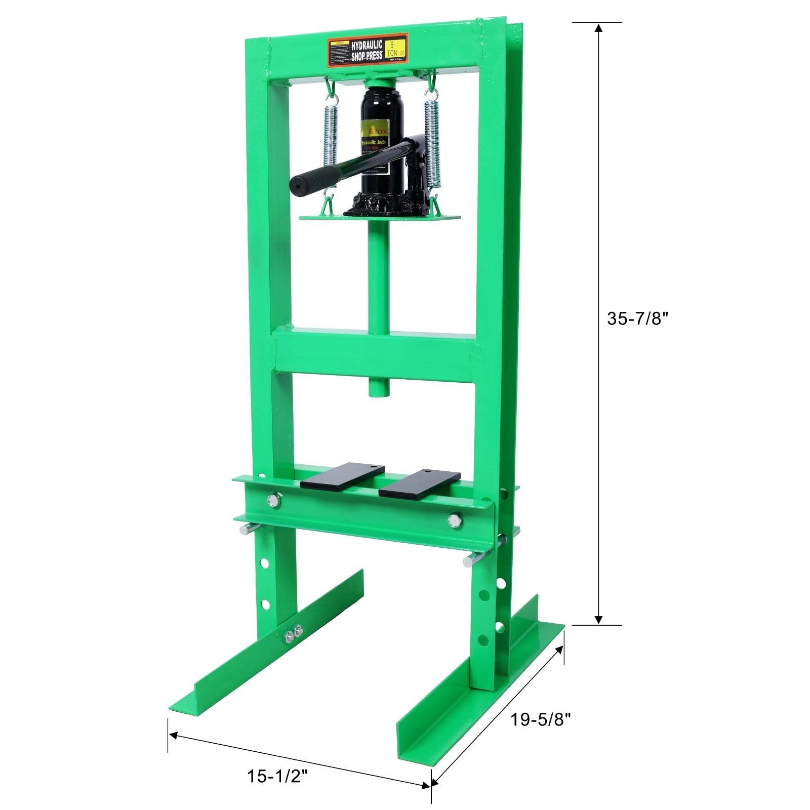FRITHJILL 6-Ton Hydraulic Shop Press with Adjustable Height - Durable Steel Frame, Safety Relief Valve, Long Handle for Automotive and Metalworking Tasks, Green