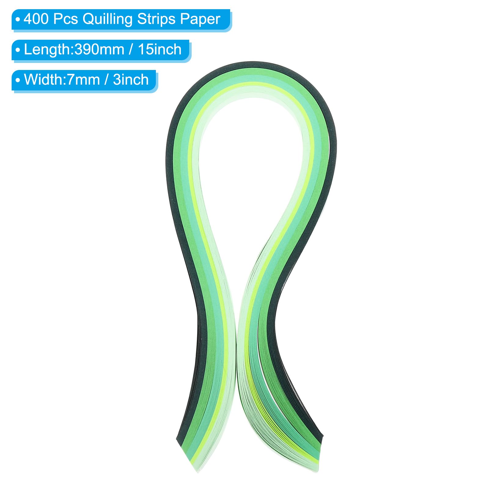 PATIKIL 390 x 7mm Rainbow Quilling Strips Paper,400 Pcs Origami Paper Quilling Strip for Art DIY Hand Craft Christmas Gradient Green - Image 2