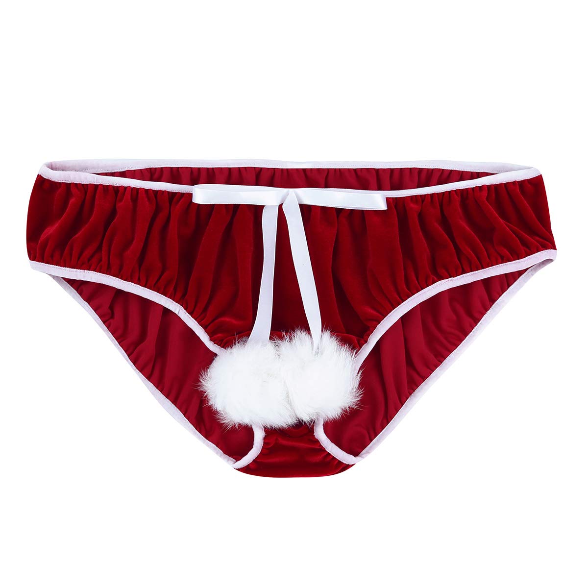 YiZYiF Men's Velvet Red Boxer Briefs Christmas Holiday Shorts Santa Underwear