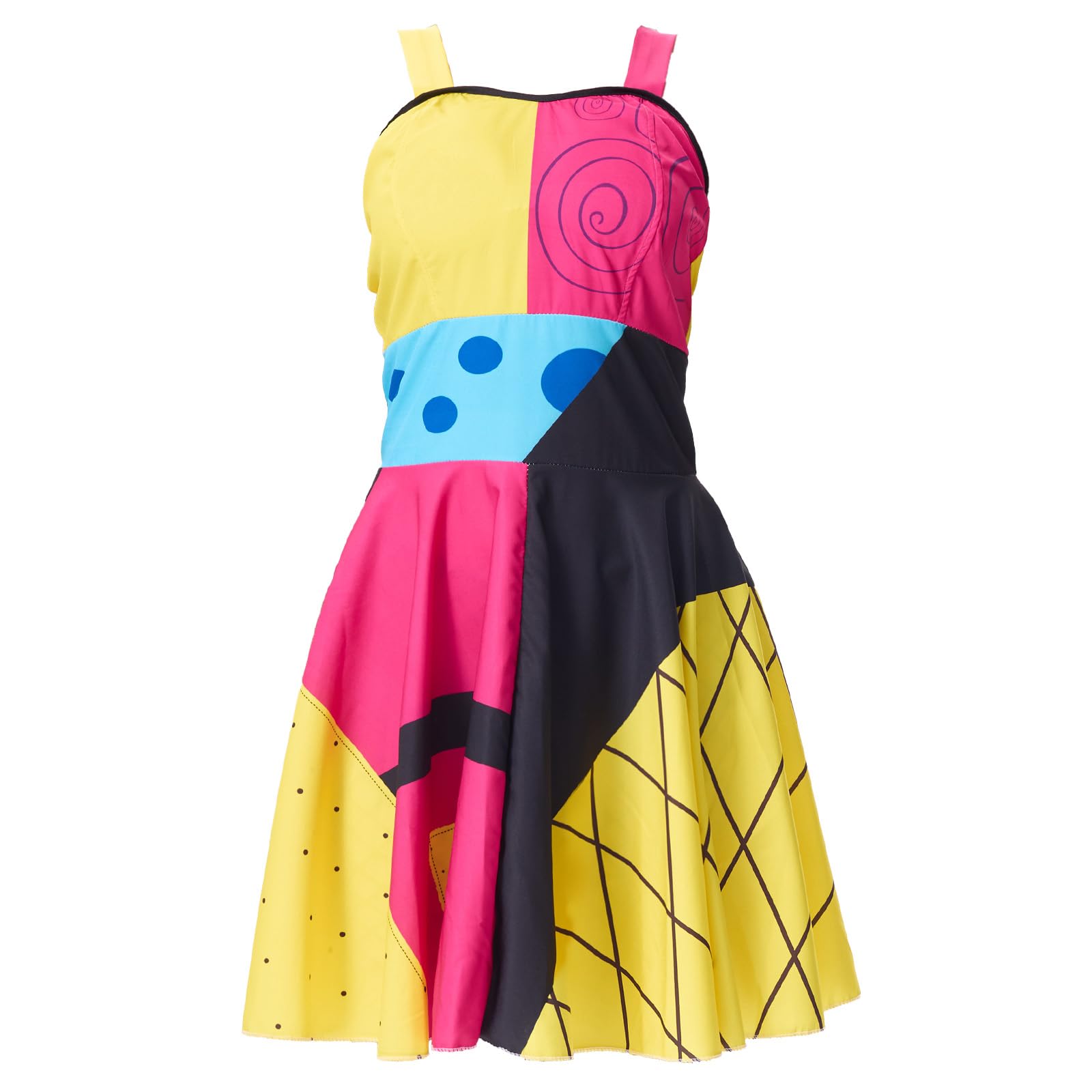 AENEY Girls Sally Nightmare-Before Christmas Costume, 5PCS Fancy Dress Outfits with Red Wig Bag Sleeves Leggings for Halloween (XLarge,8-9 Years)