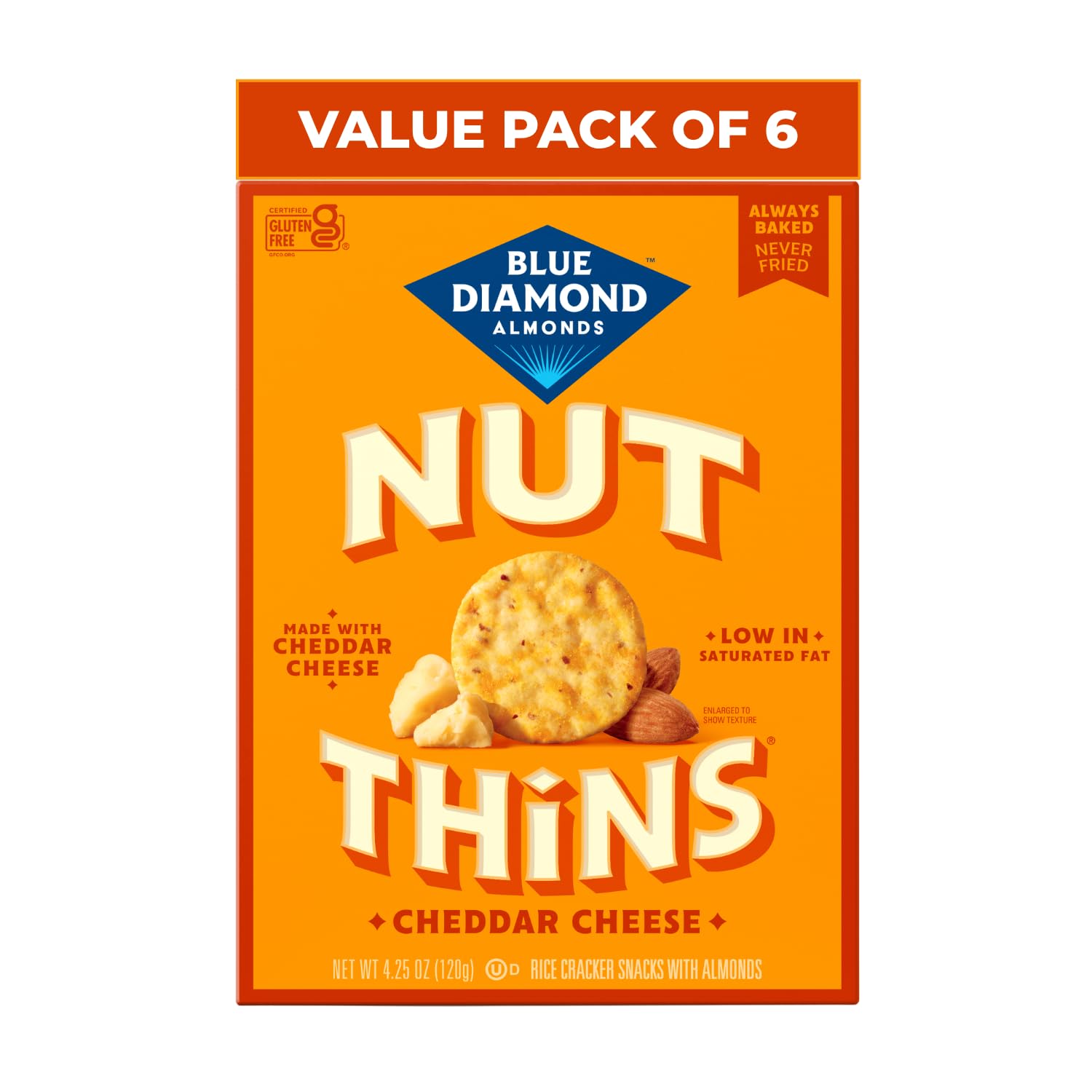 Blue Diamond Almonds Cheddar / 4.25 Ounce (Pack of 6) / 1 Flatbread