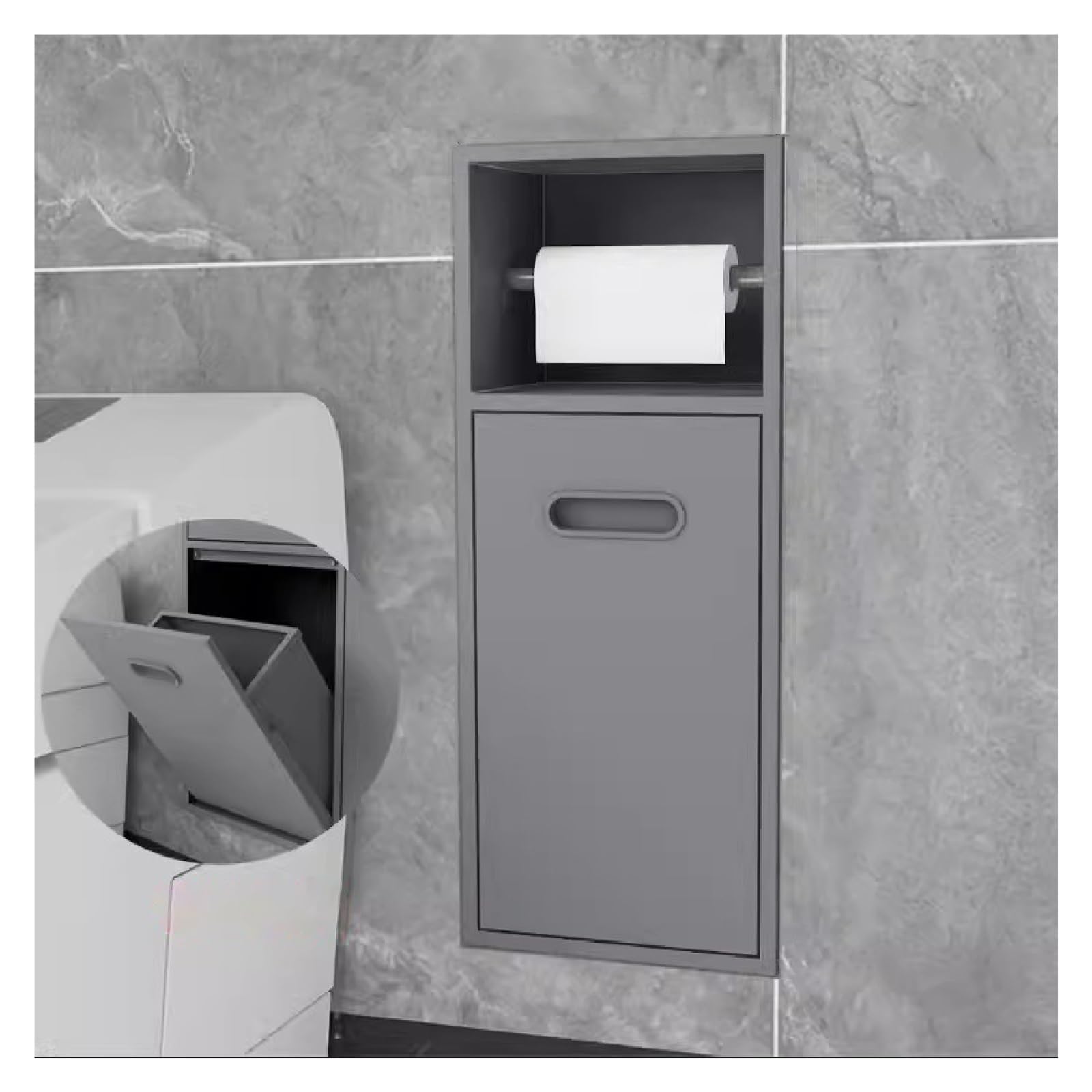Niche de salle de bain encastrée noire en acier inoxydable 50x20x14cm étanche
