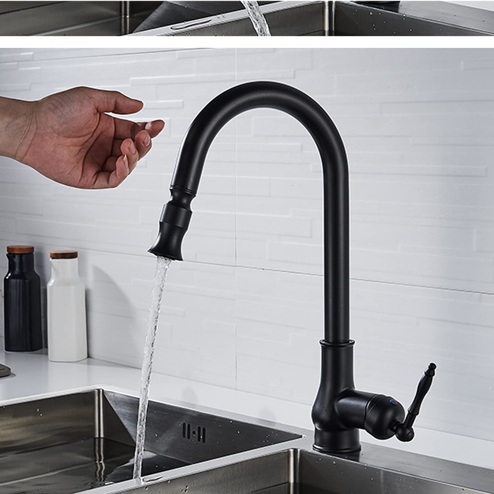 ZYCHSJXA Touch Control Kitchen Faucets Pull Out Bronze Mixer Tap Crane Sensor Faucet Hot Cold Water