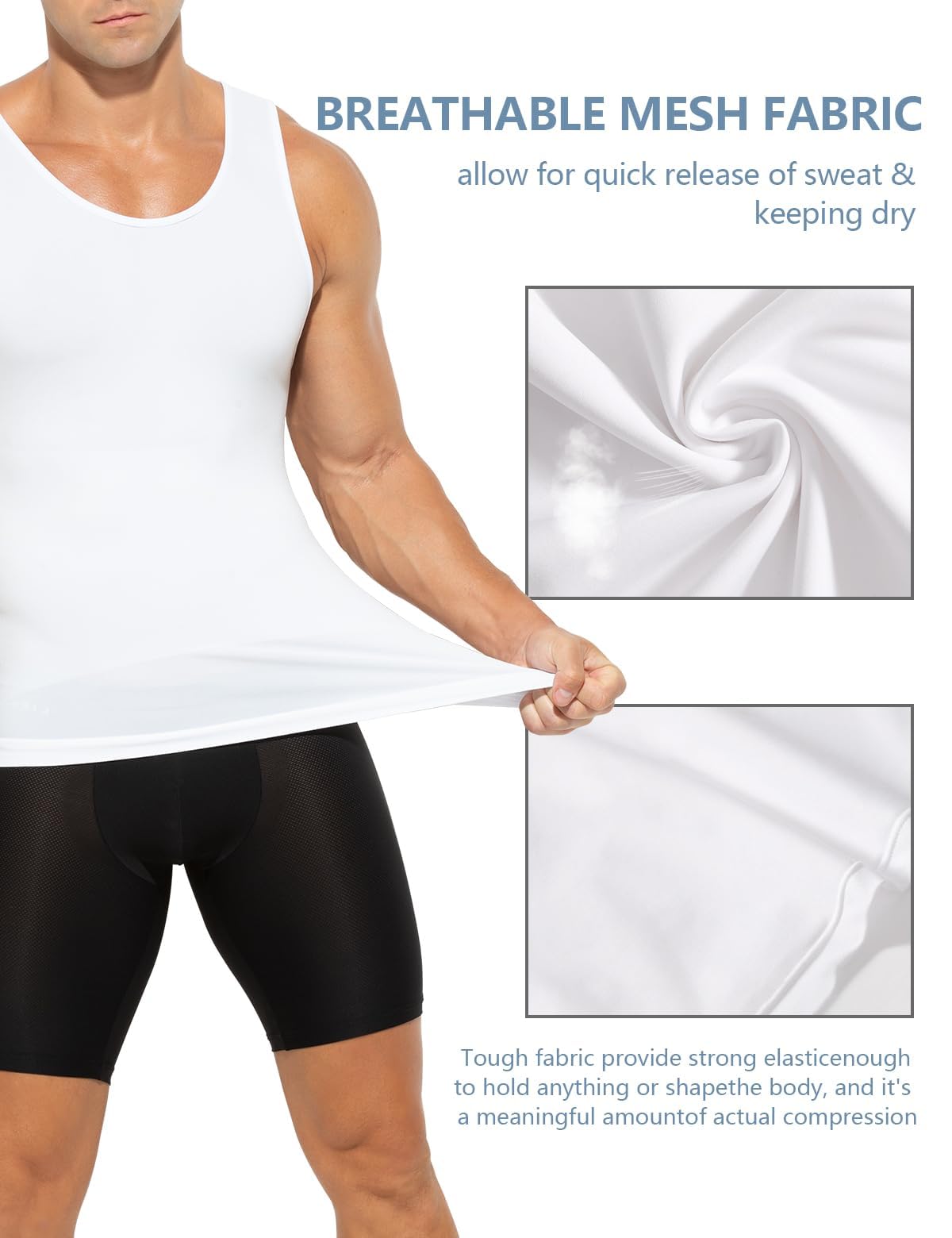 Casey Kevin Chalecode Compresión Hombre Faja Reductora Camiseta (Pack de 2) Men's Body Shaper Adelgazante Camisa Moldeadora Chaleco