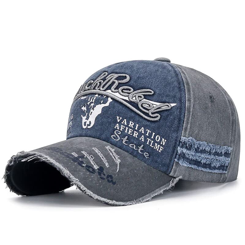 Black Rebel Denim Cotton Stylish Cap for Men Women with Brim (Fit to Head Size - Approx 54CM to 60CM)