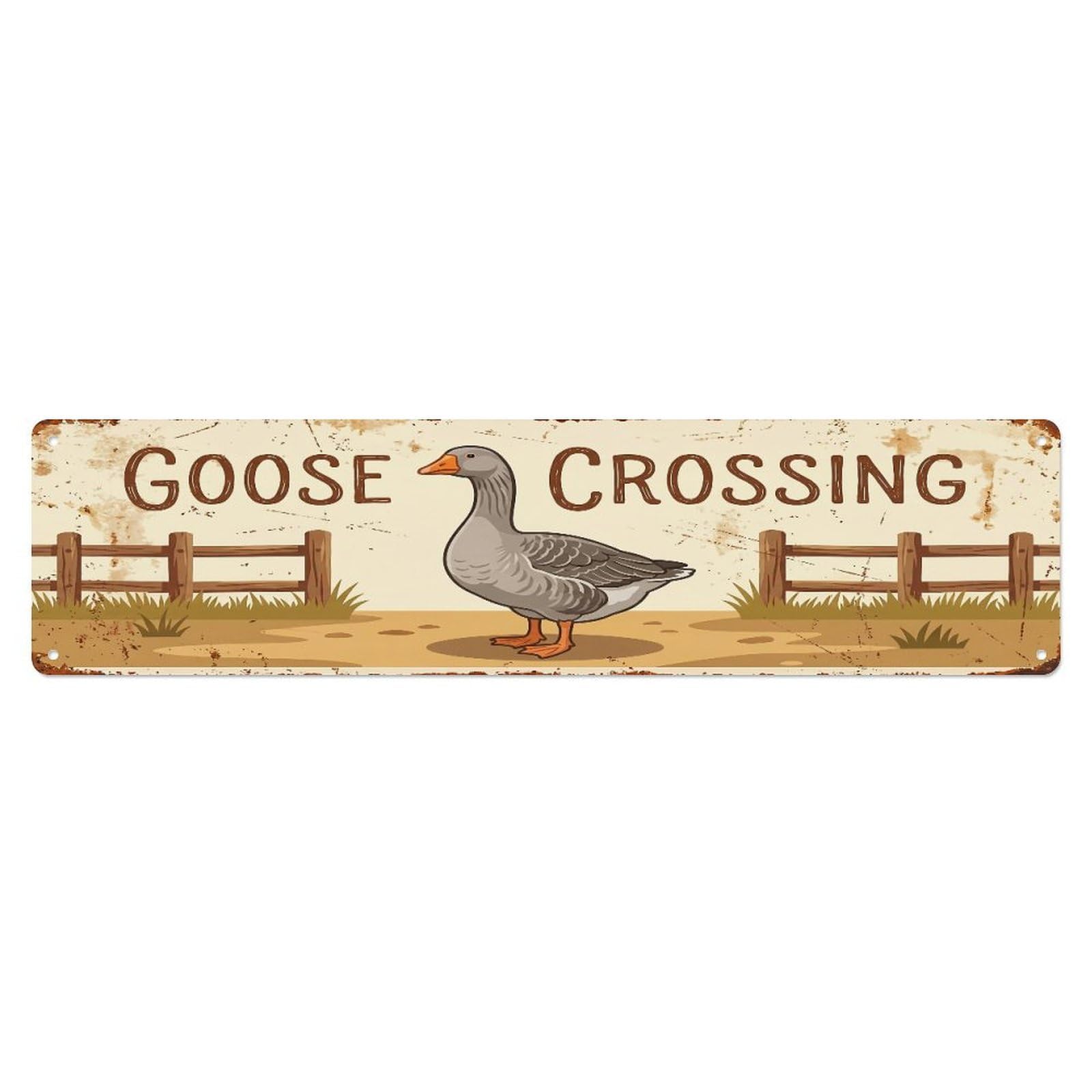 Metal Tin Sign Vintage Toulouse Goose Farm Scene GOOSE CROSSING