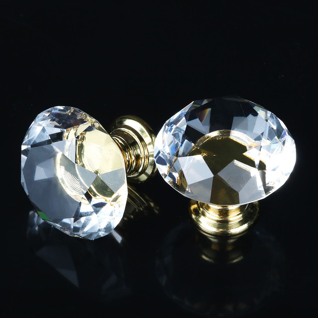 10x Diamant Griffe Kristall Glas - Goldene Schubladenknäufe Mit Schrauben