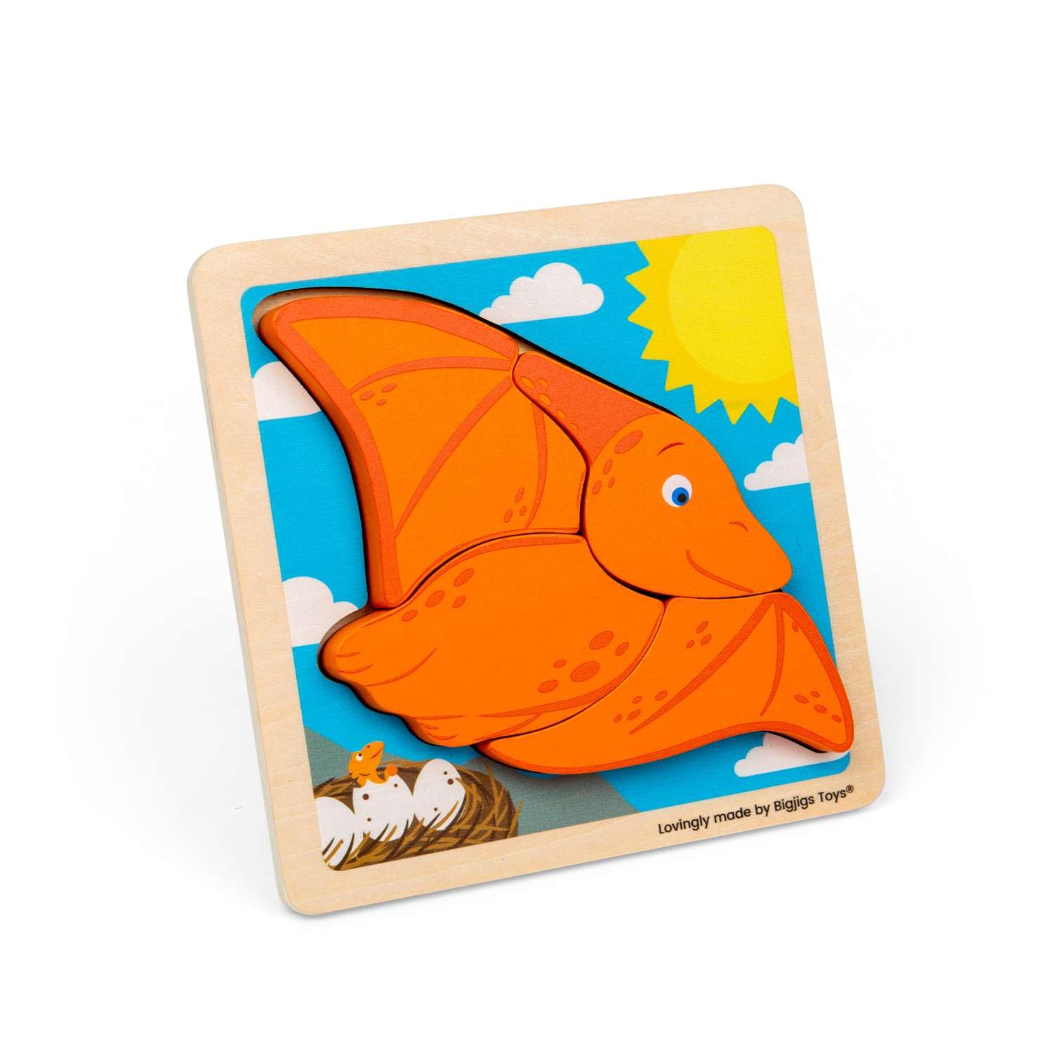 Bigjigs Toys Chunky Lift Out Pterodactyl | Kids Puzzles with 5 Pcs | Wooden Toddler Puzzle | Dinosaur Toys for Boys & Girls | First Jigsaw for 10+ Month Old Children | Educational Gifts for Toddlers