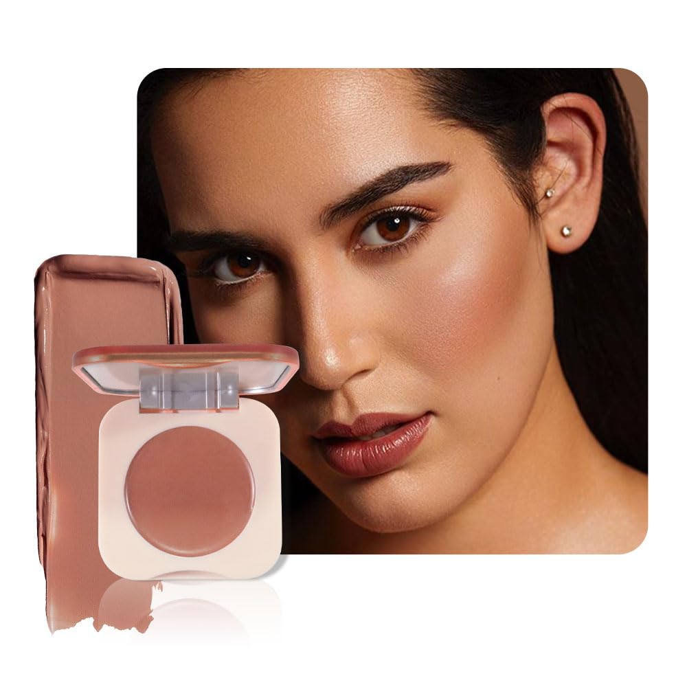 Brown Cream Blush on Face for Women Cheeks Makeup Palettes, Matte Single Chocolate Coffee Creamy Blushes for Cheek and Contour Highlighter Make up Palette, Natural, Vegan & Cruelty-Free, #01