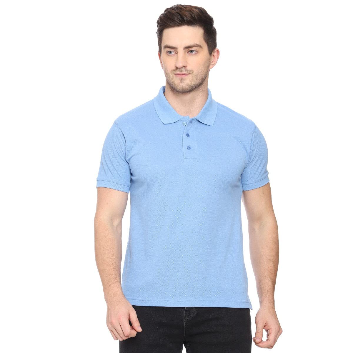 Amazon Brand – Nora Nico Men’s Cotton Pique Half Sleeves Solid Colored Polo T Shirts offers donot miss