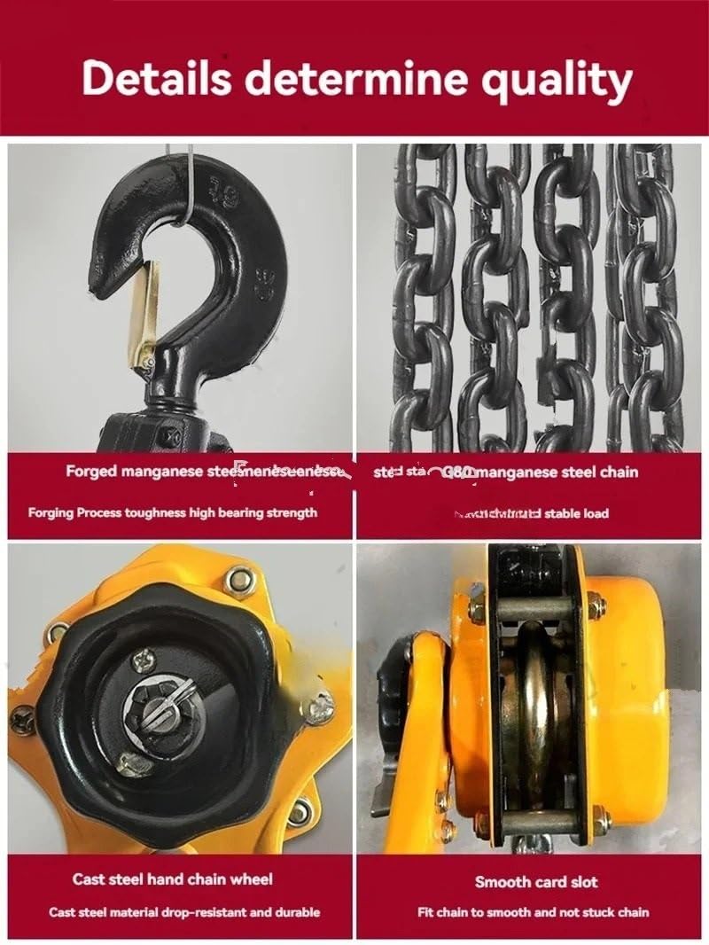 Heber-Kran Manueller Manganstahl-Hakendraht, manueller Zughebewerkzeughebel, kleine Handkette, Zughebekran, 3 m, 0,75/1 t(0.75T 3m chain)