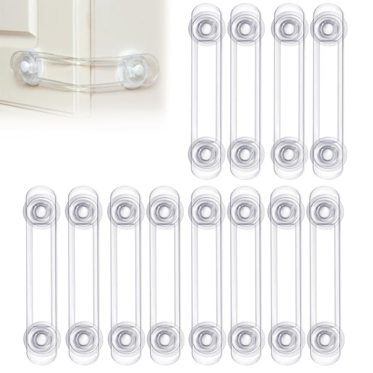 Baby-Sicherheits-Schrankschlösser, 12 Packungen, Kinderschränke, Babysicherung für Toilette, Schublade, Kühlschrank, Öfen, transparent