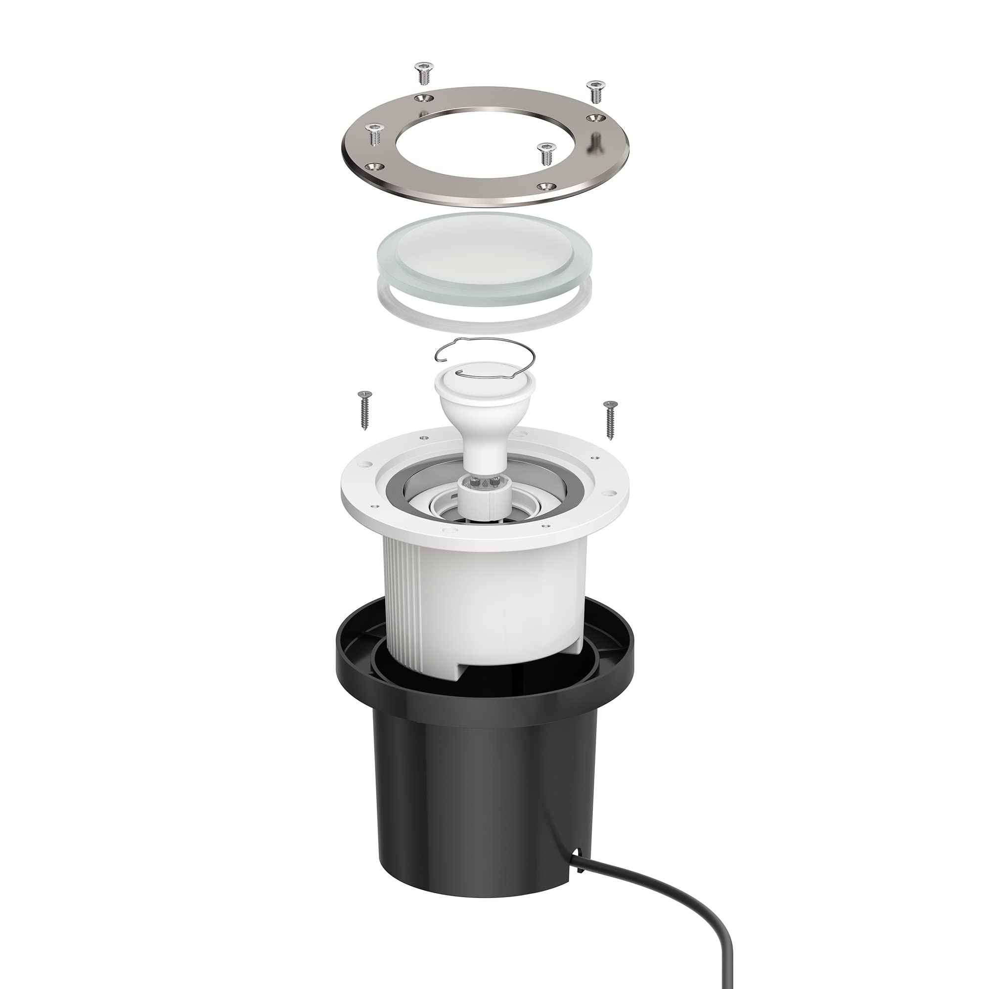 ledscom.de Bodeneinbauleuchte BOFU für außen, IP67, schwenkbar, edelstahl, rund, 150mm Ø; inkl. GU10 LED 630lm warmweiß