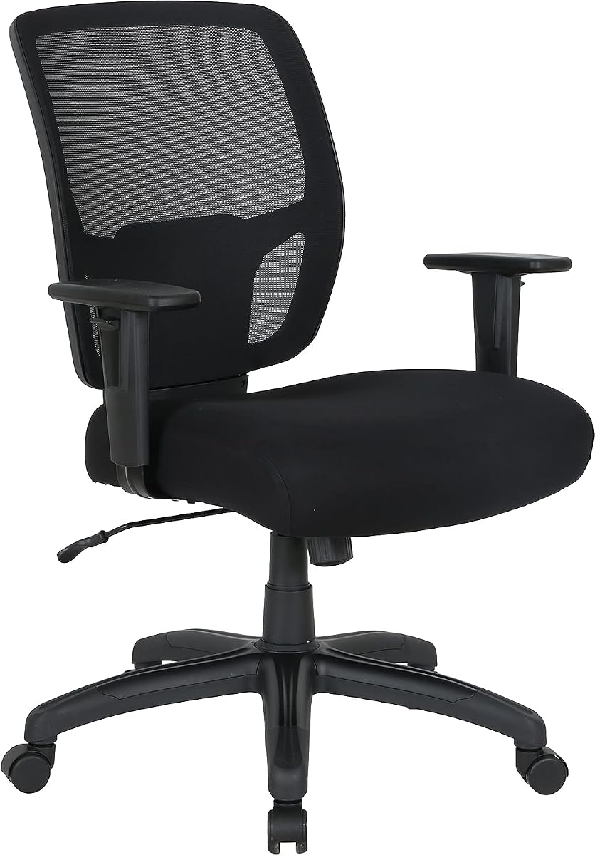 Amazon Basics Big and Tall Mesh Office Chair with Adjustable Armrests, Lumbar Support, Adjustable Height, 400lbs Capacity, Black