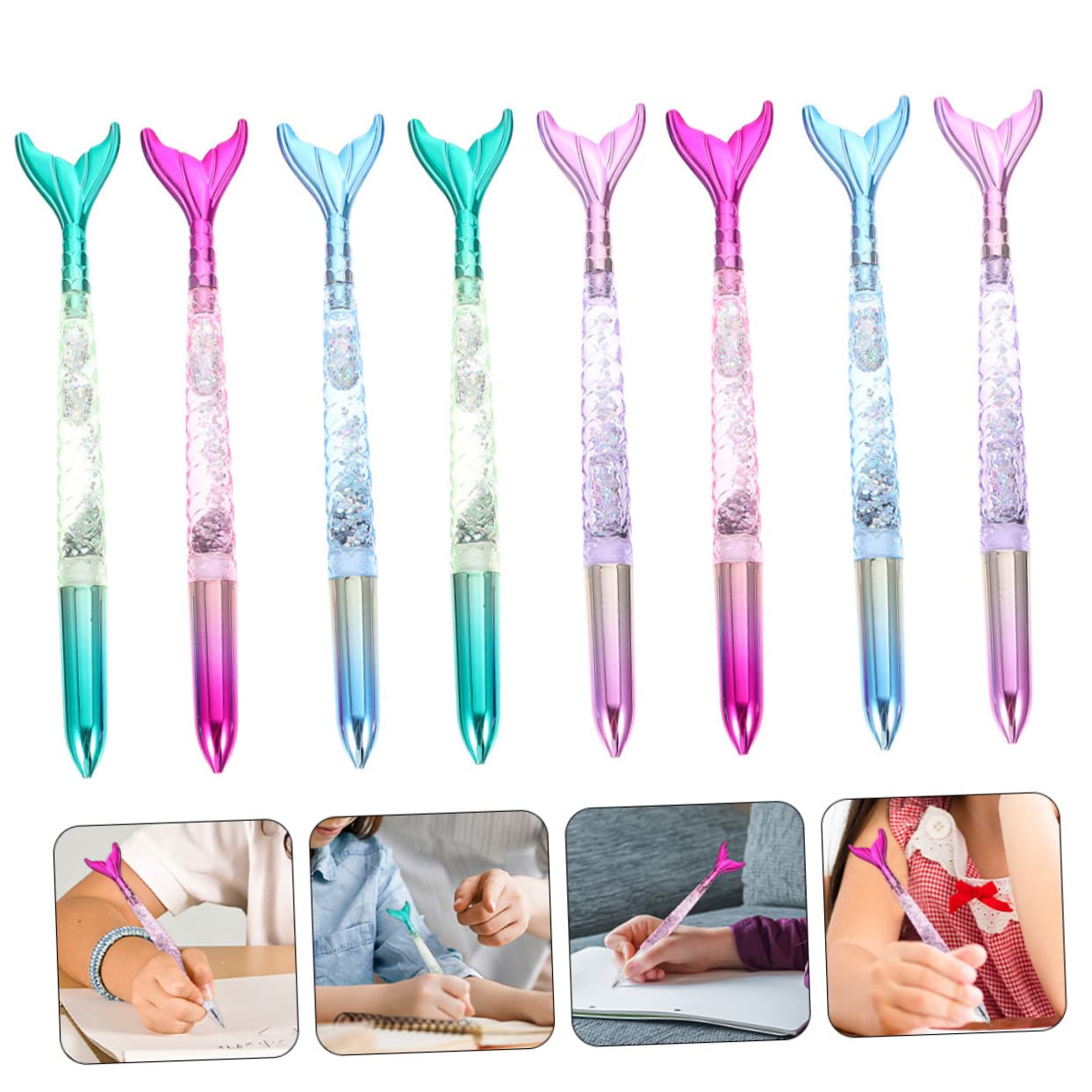 Lurrose 32 Pièces Stylo Gel Stylo à Bille Sirène Signe Portable Enfant D'écriture Portable De Signe De Ménage Jolis s à Bille s Uniques Colorful Abdos