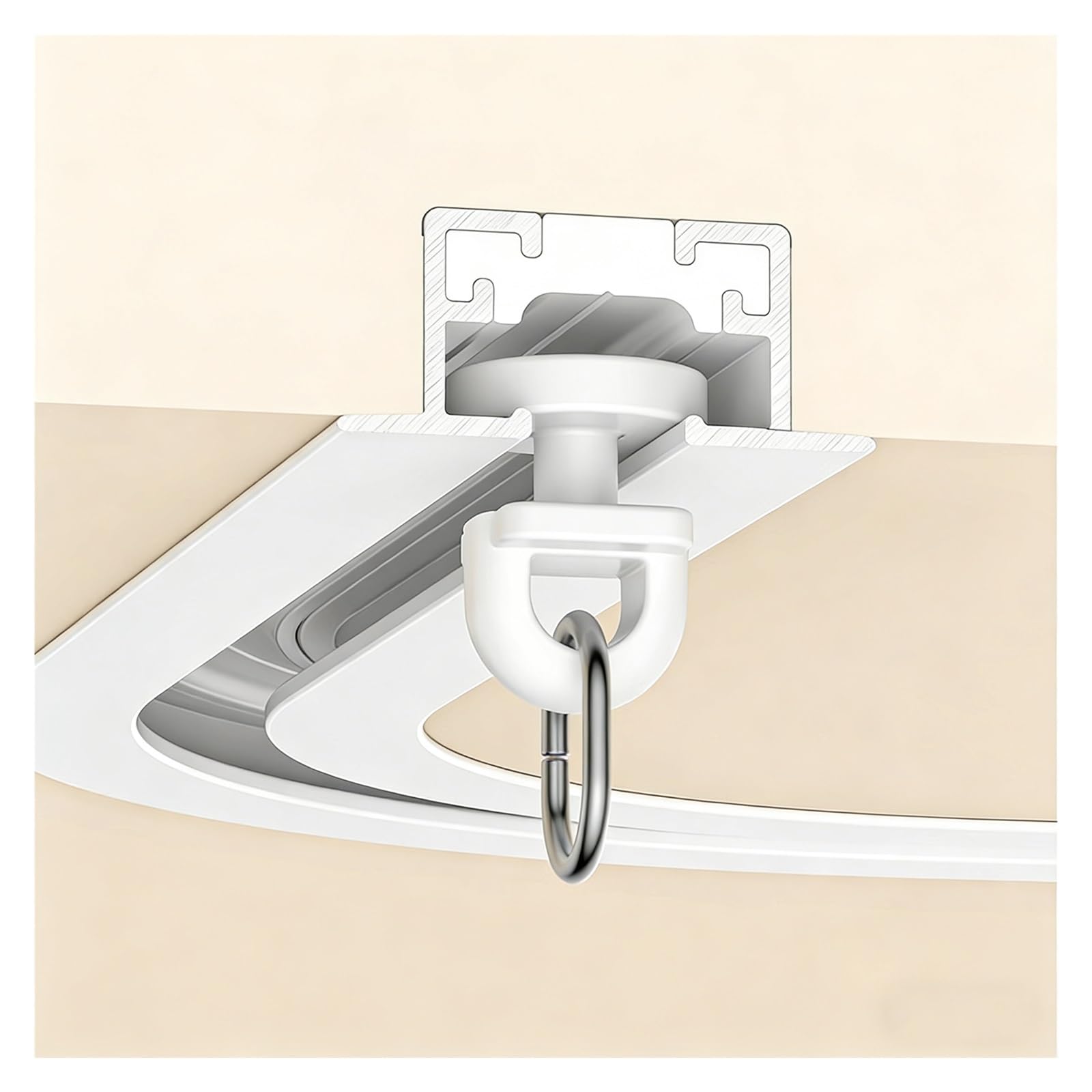 Binario invisibile silenzioso da soffitto da 2,1 m, binario curvo in alluminio dritto con accessori per camera da letto e hotel, lunghezza regolabile da 9 a 7,9 m, design moderno bianco per