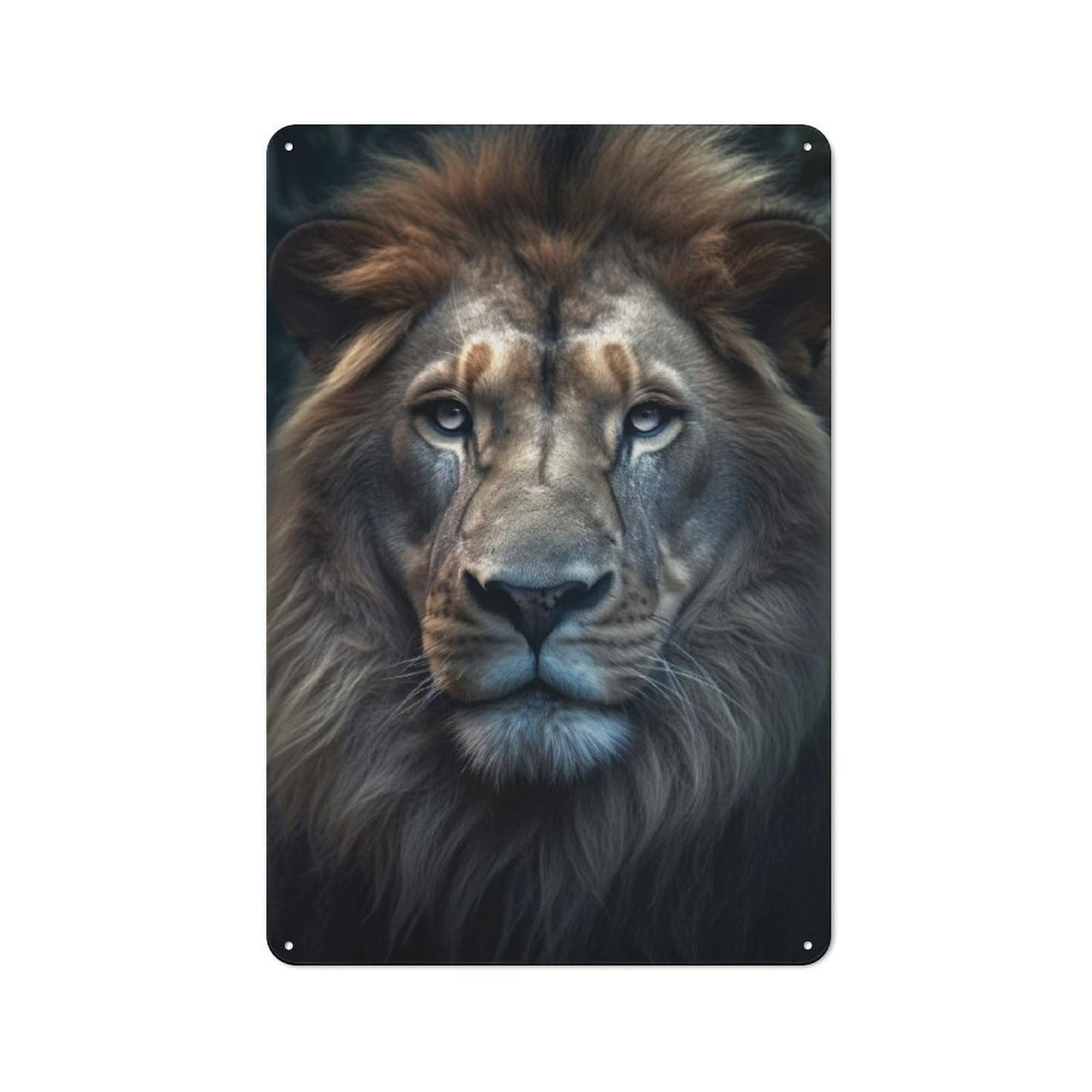 Junmoney Lion Portrait Light Eyes Vintage Tin Sign 30X20cm For Hobby Room Or Studio, A New Home Present For Creative Interior Collectors