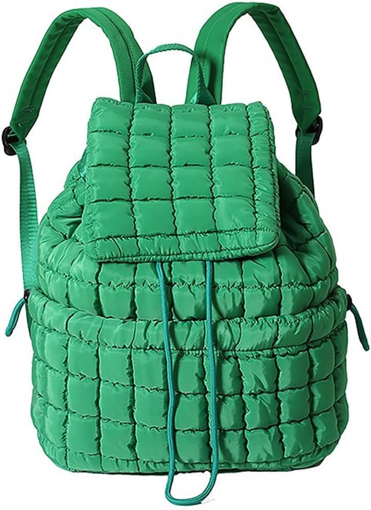 Image of MOCA Quilted Puffer Backpack for Women, Nylon Puffy Casual Girls Womens Backpack, Lightweight Hiking Gym Daypack Preppy Travel Bag with Adjustable Top Flap Drawstring