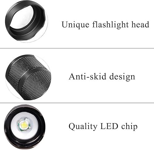 Miniatura 5 de Linterna táctica brillante 5 modos de zoom portátil EDC linterna de mano para camping, senderismo emergencia, paquete de 4