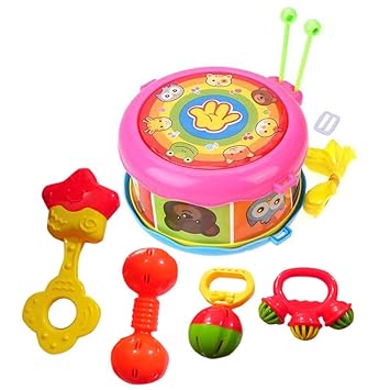 J S Rattle and Musical Band Baby Concert Toy Set BPA-Free and Non Toxic Toys for Toddlers (Big Drum)