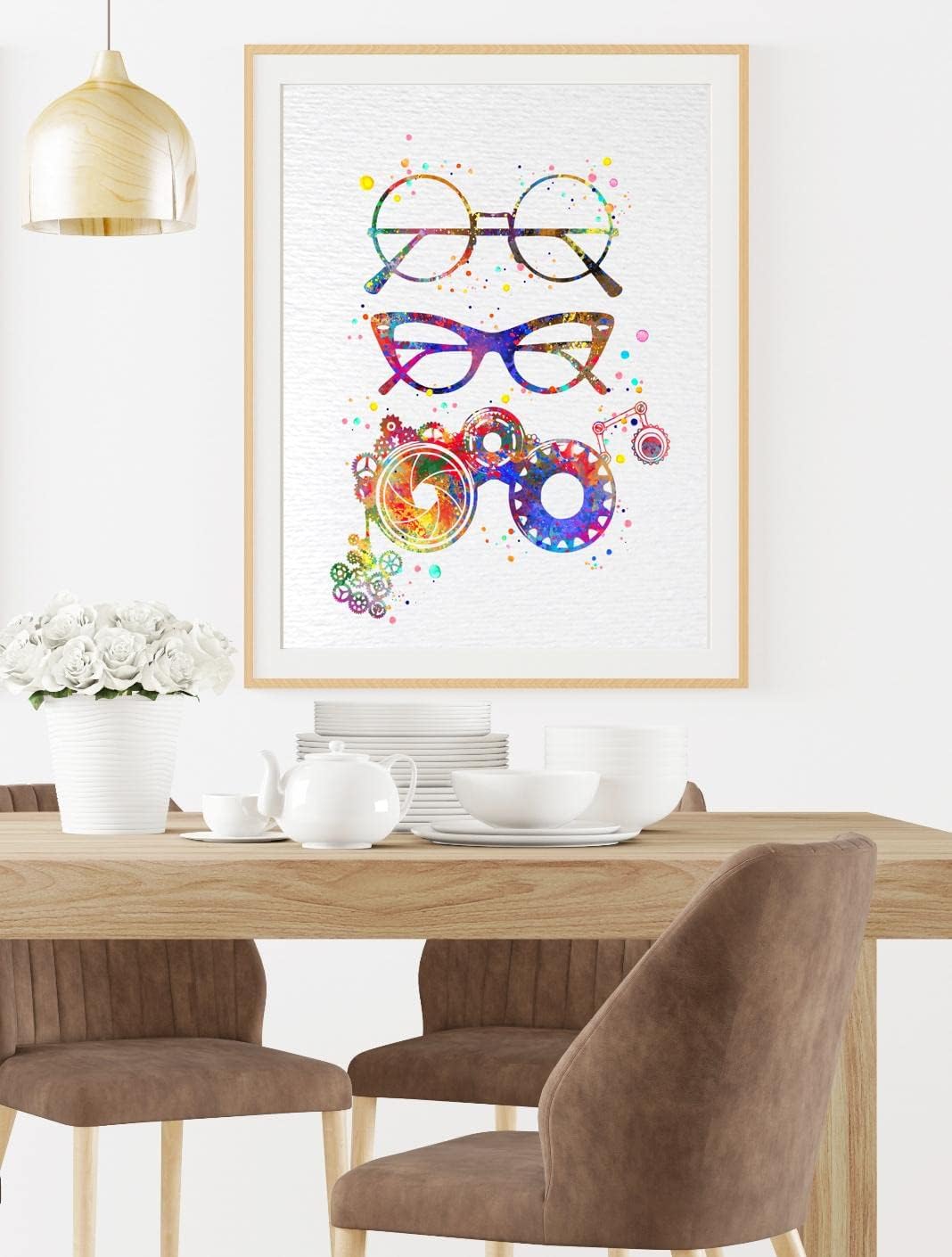 Dignovel Studios 11X14 Unframed Eyeglasses Watercolor Art Print Poster Optometrist Optometry Optician Eye Doctor Eye Wear Medical Ophthalmology Clinic Décor DN749