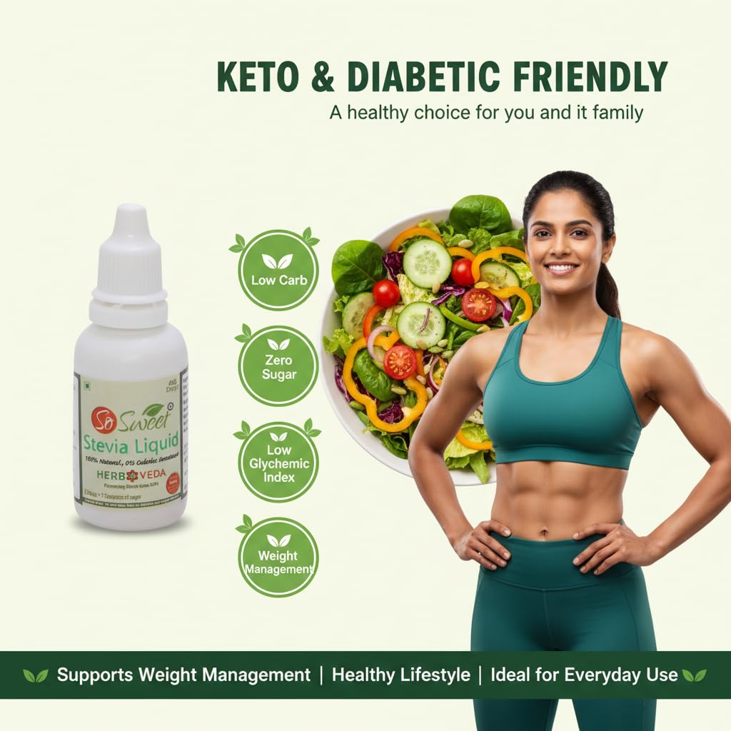 So Sweet Stevia Liquid, Sugar-Free, 400 Drops (200 Servings), 20ml, Zero-Calorie Natural Sweetener, Perfect for Coffee, Tea, and Baking, Diabetic & Keto Friendly, Easy to Use 2