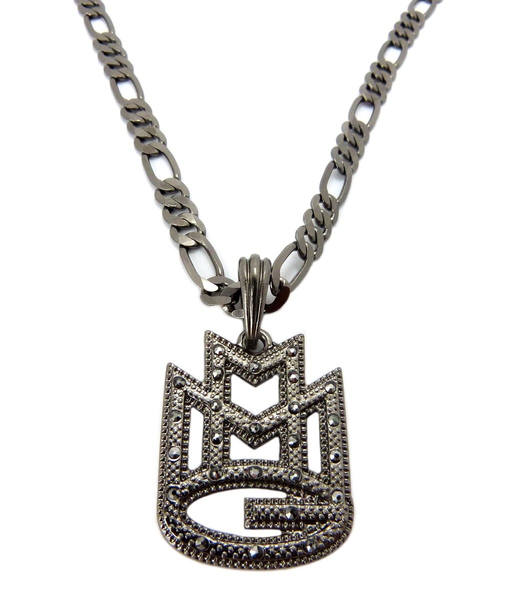 New Iced Out 'MMG' Maybach Music Group Pendant &24" Figaro Chain Necklace MSP284H