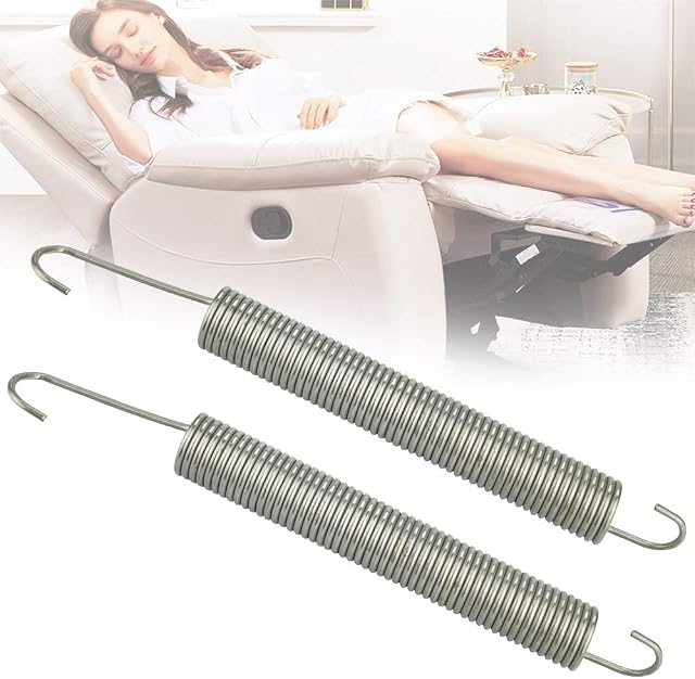 TANCUDER 2 Pcs Recliner Replacement Springs Dual Hook Mechanism Tension Springs Coil Helical Extended Compressed Springs Assortment Kits Hook for Recliner Chairs and Sofas, 175mm/6.8inch