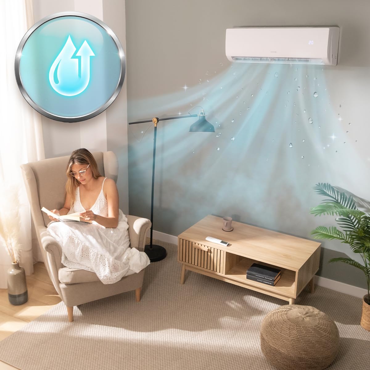 Cecotec Aria Condizionata Split AirClima 18000 Smartfresh. 18000 BTU, Motore DC, Pompa di calore, Telecomando, Display LED, Sistema Inverter, 5 modalità, 8 velocità, Copertura 35 m2
