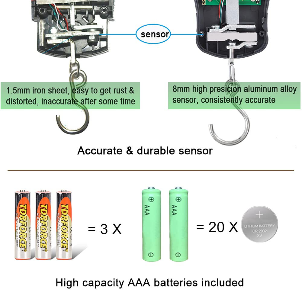 Fishfun Fish Scale, Digital Hanging Fishing Luggage Scale with Tape