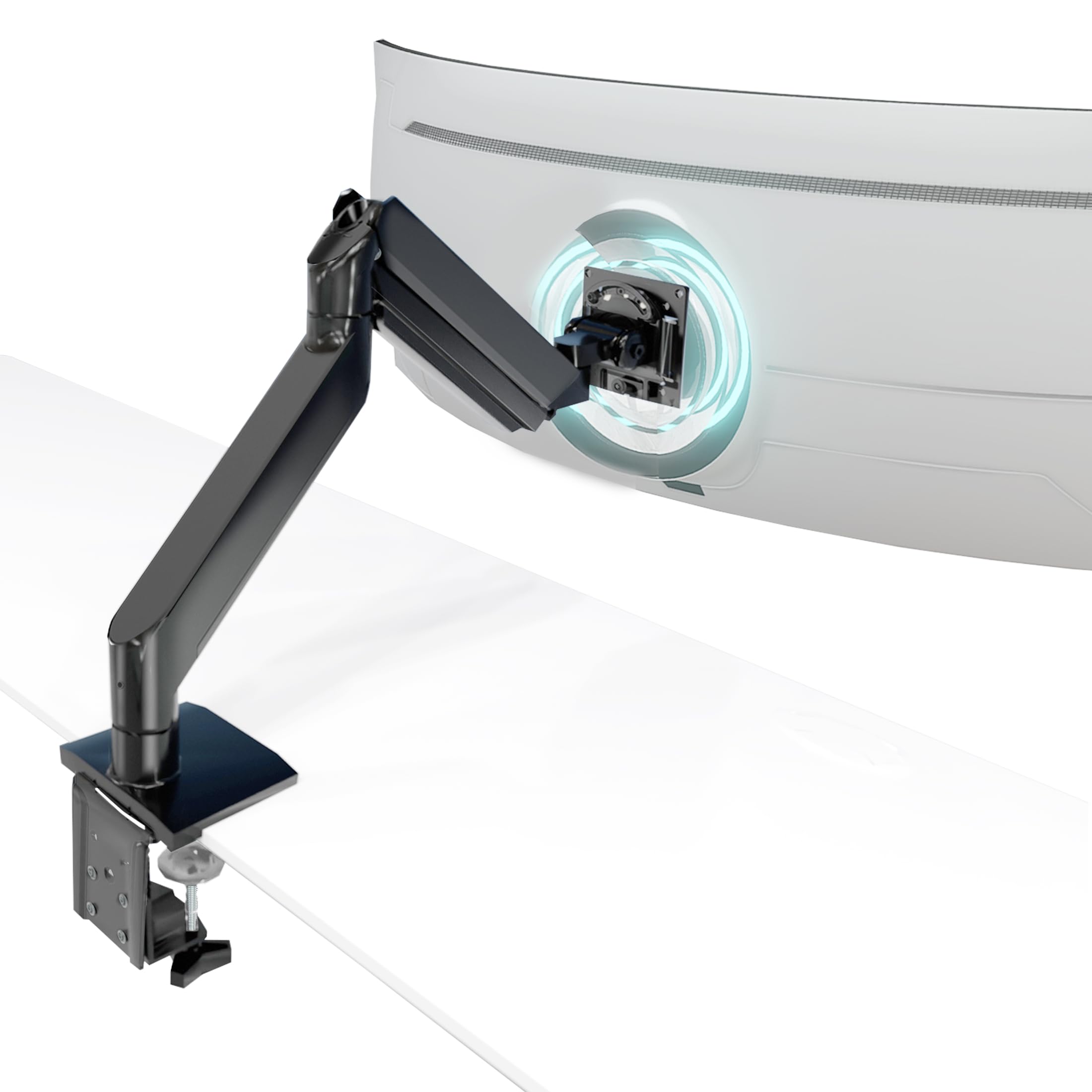 Mount-It! Heavy Duty Monitor Arm for 49”, 57" & Ultrawide Monitors, Full Motion Gas Spring | Holds 55 lbs | Tilt, Swivel & Rotate | VESA 75 & 100 | Clamp & Grommet Base | Fits Samsung Odyssey G9