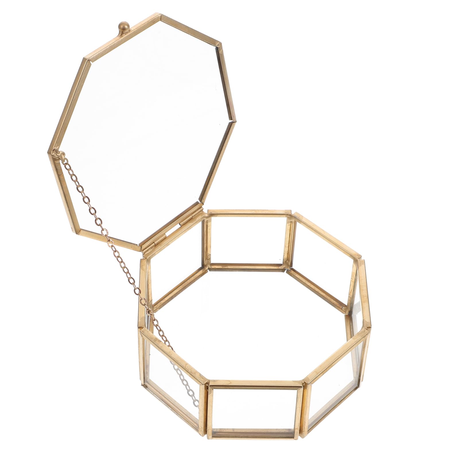 STOBAZA Octagon Storage Box Mirrored Tray for Vanity Jewelry Gift Bead Earrings Box