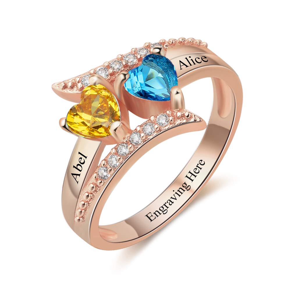 JewelOra Personalized Birthstone Rings for Women Mom Sterling Silver Mother Ring with Birthstones Promise Rings for Her Customized Gifts for Mothers